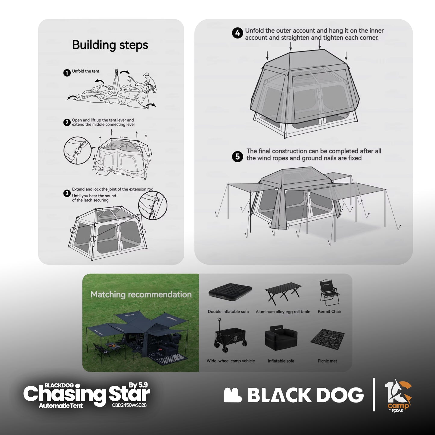 BD064 | BLACKDOG CBD2300QT019 _ Ground cloth(for CBD2450WS028 Chasing the stars 5.9 automatic tent )