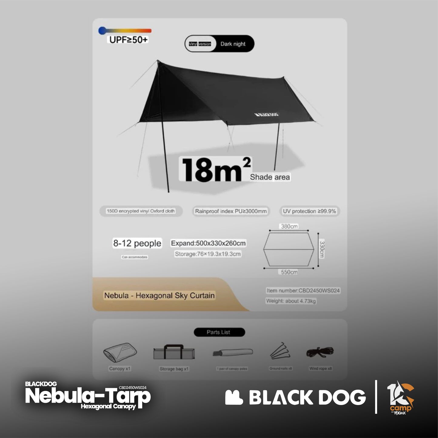BD065-066 BLACKDOG | BD065 CBD2450WS024 Nebula - Hexagonal canopy | BD066 CBD2450WS025 RIHE arc edge large canopy |