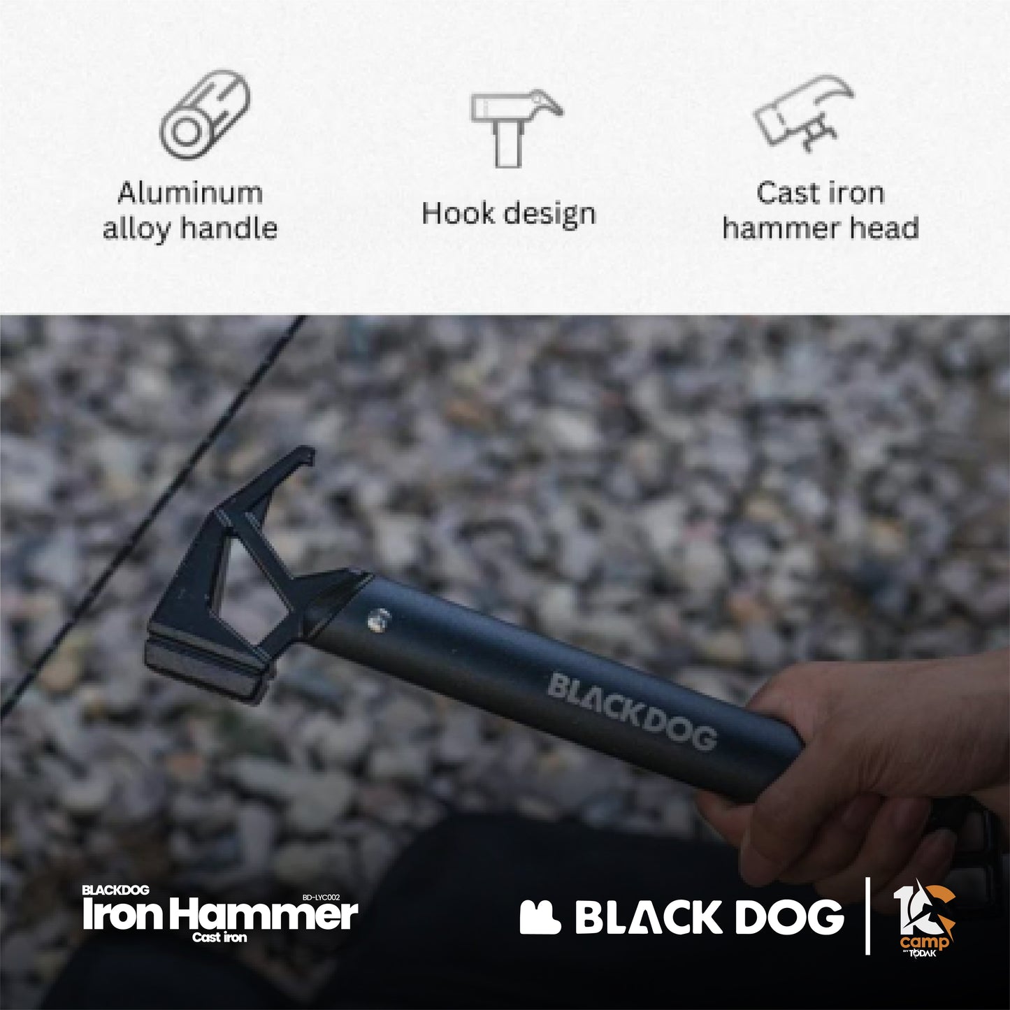BD083 | BLACKDOG BD-LYC002 _ Cast Iron Camping Hammer