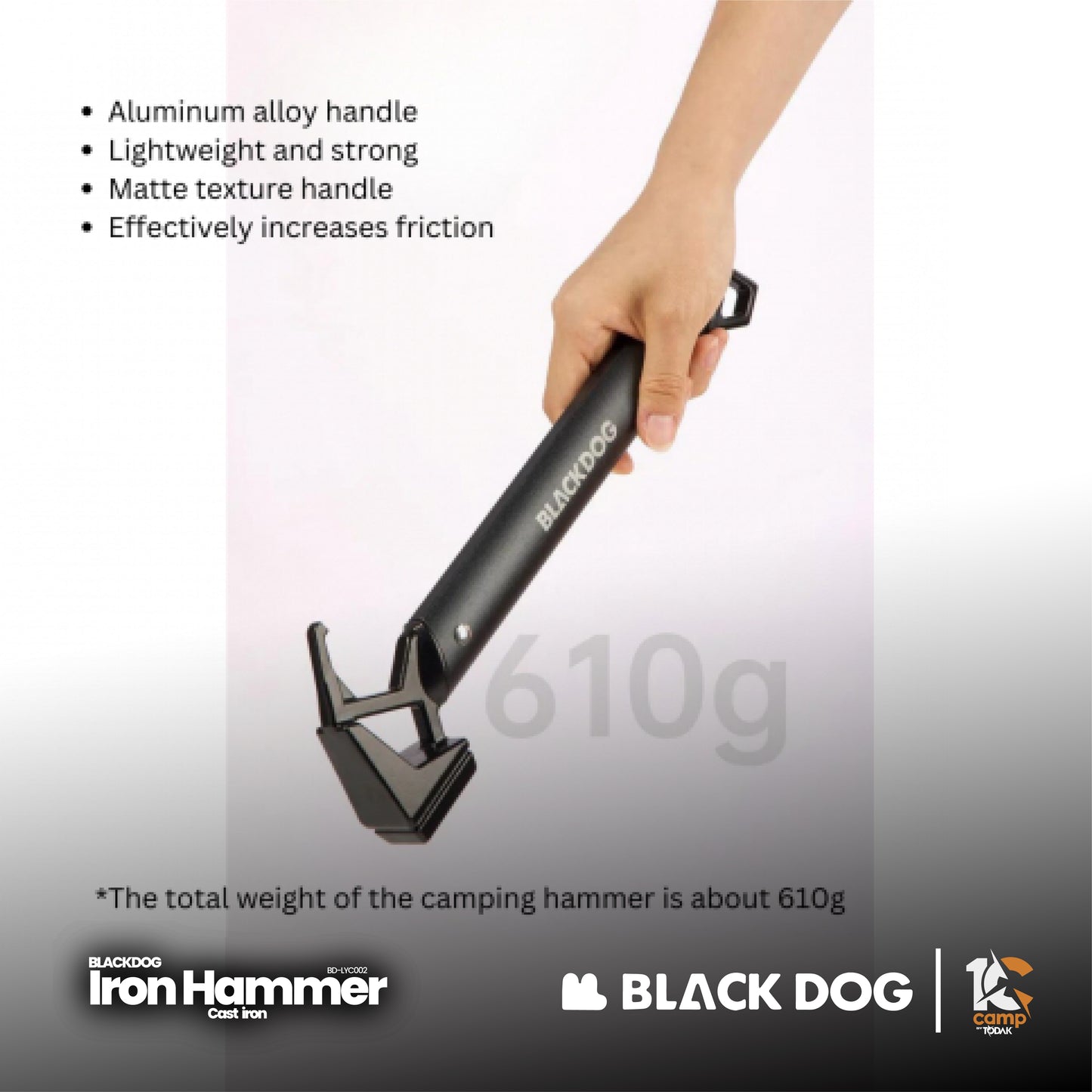 BD083 | BLACKDOG BD-LYC002 _ Cast Iron Camping Hammer