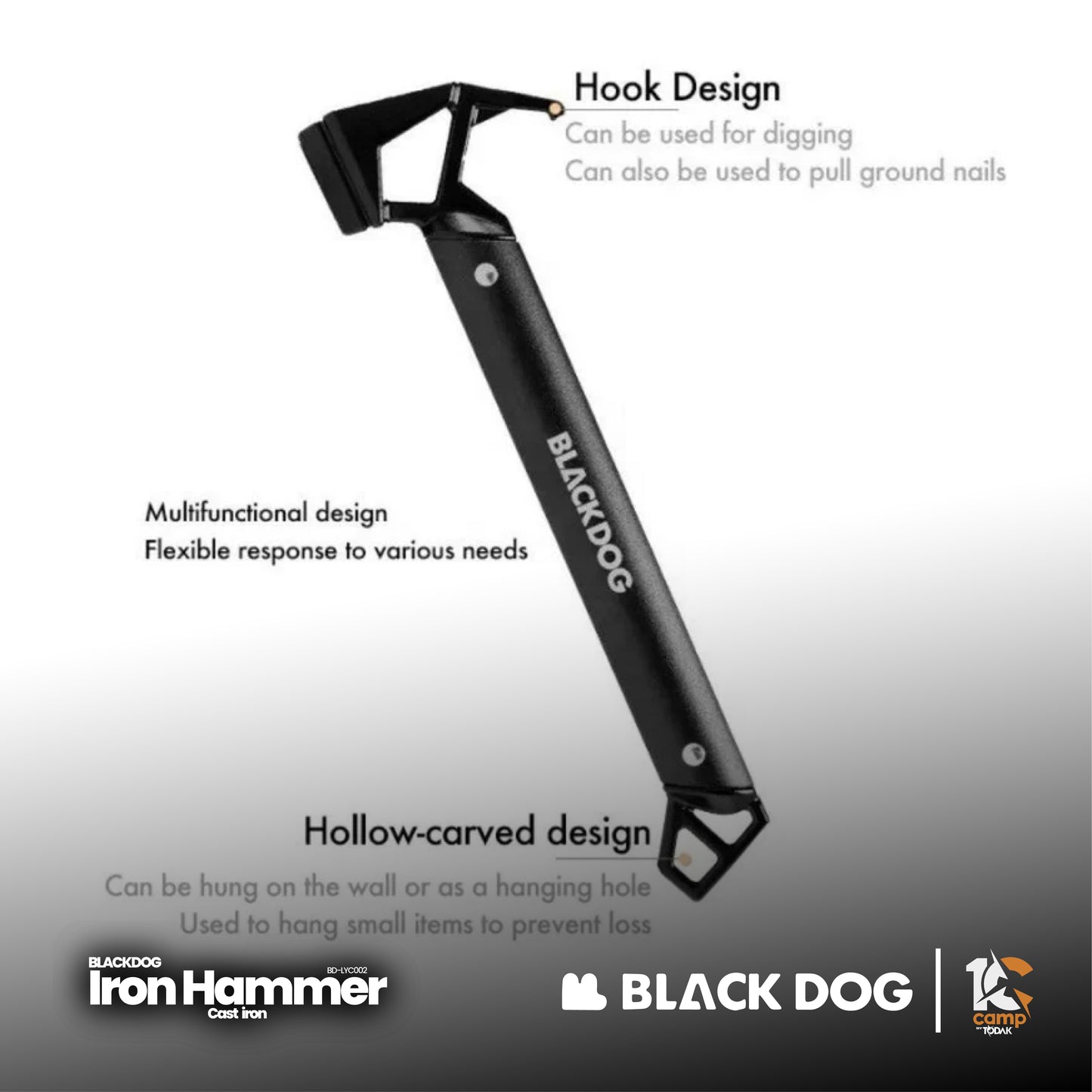 BD083 | BLACKDOG BD-LYC002 _ Cast Iron Camping Hammer