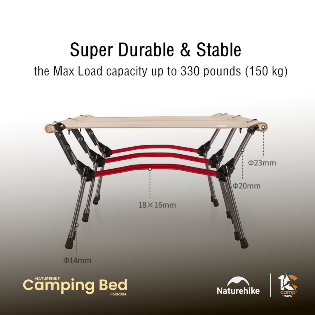 NH028-029-NH19JJ006 NATUREHIKE Aluminum Alloy Foldable Camping Bed Cot