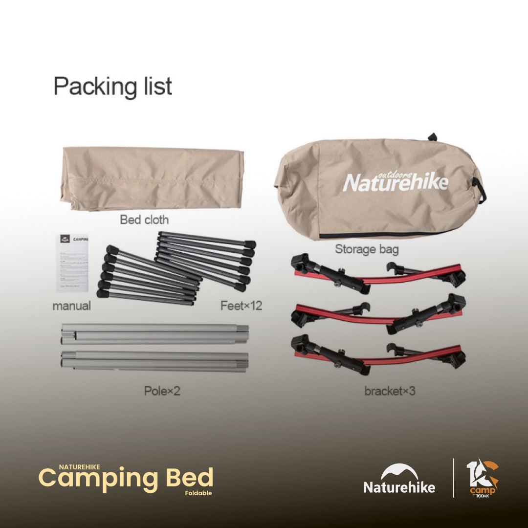 NH028-029-NH19JJ006 NATUREHIKE Aluminum Alloy Foldable Camping Bed Cot