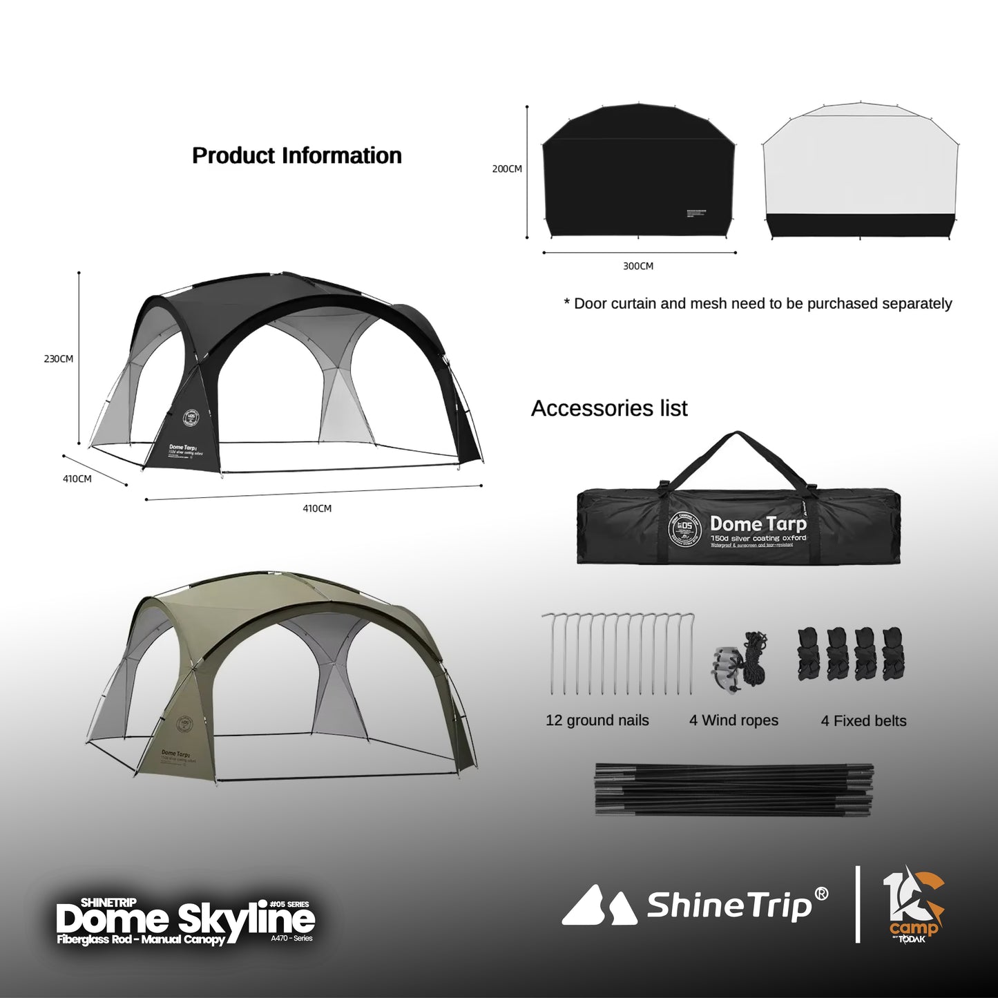 ST006~081 SHINE TRIP ST-05 Series Dome Canopy & Accessories