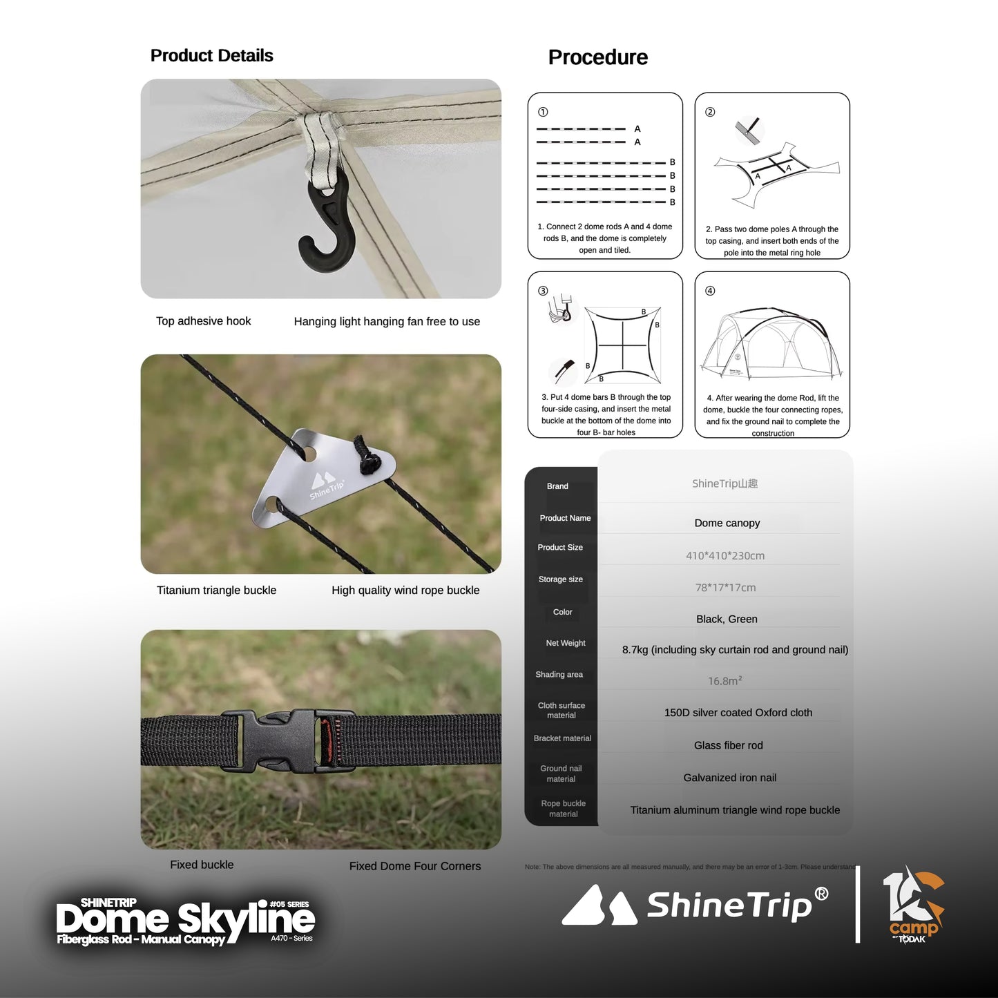 ST006~081 SHINE TRIP ST-05 Series Dome Canopy & Accessories