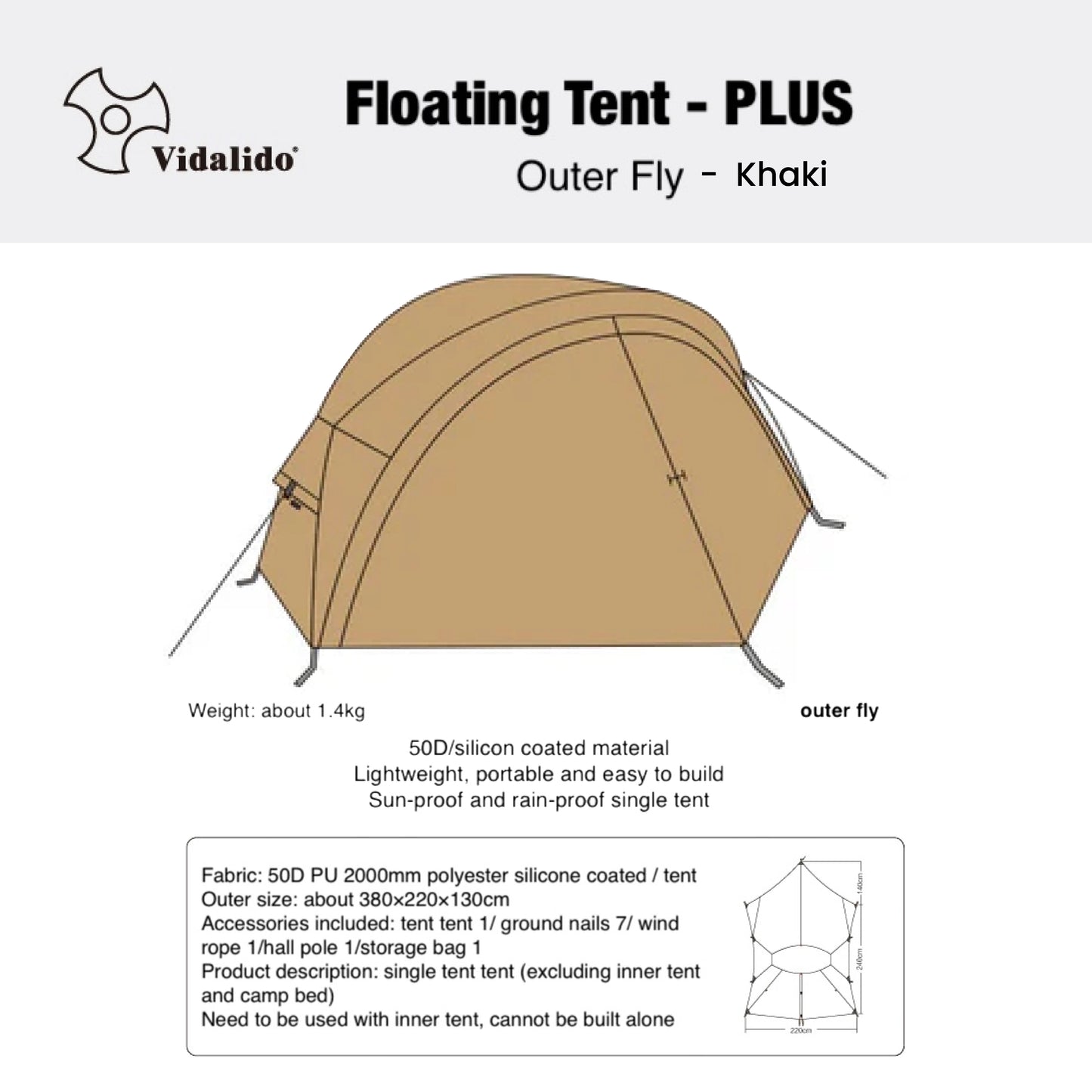 VD035-036 | VIDALIDO Floating Plus Tarp | VD035 BLACK | VD036 kHAKI |