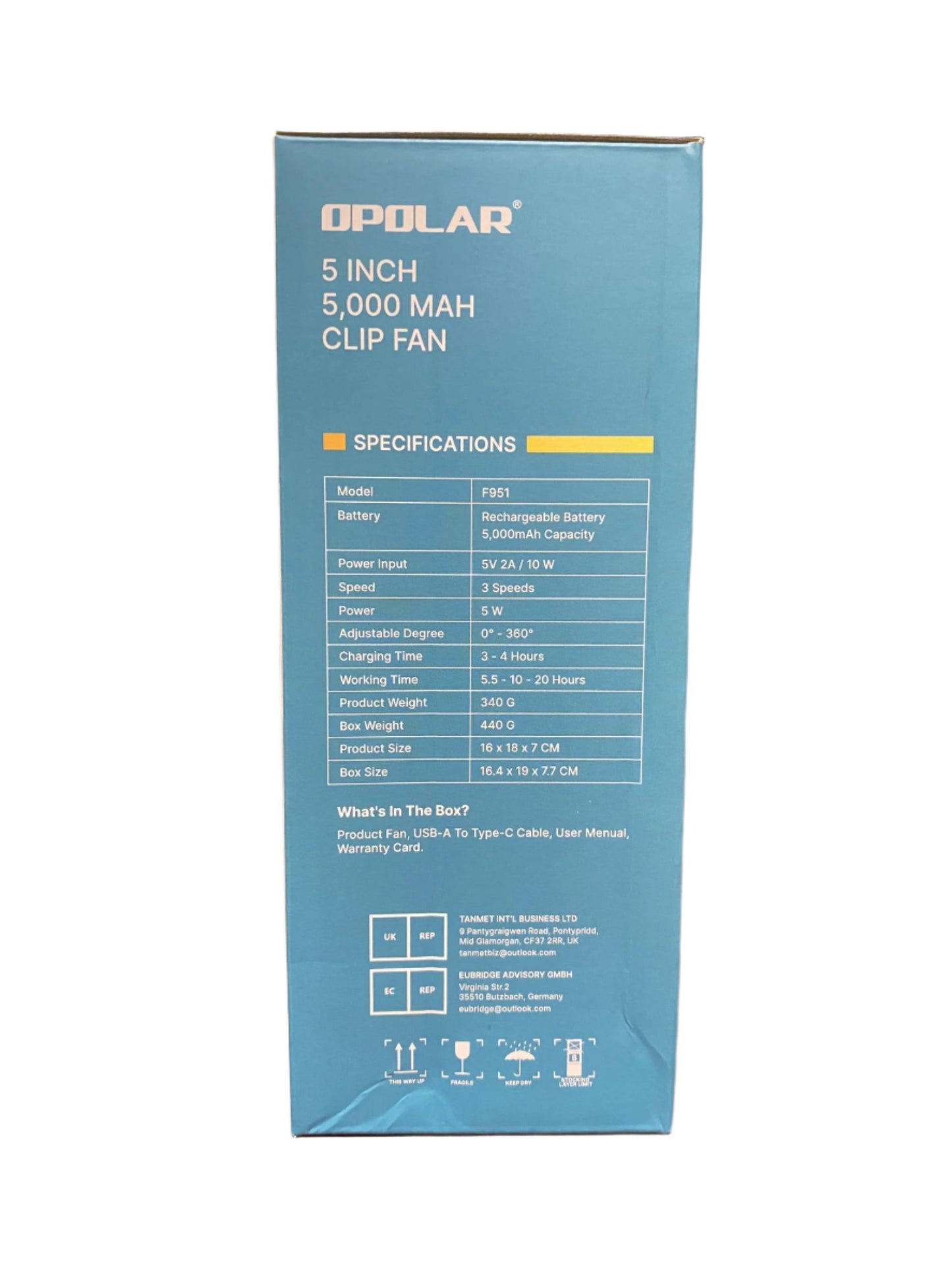OP001 | OPOLAR F951 _ Clip Fan | 5,000mAH