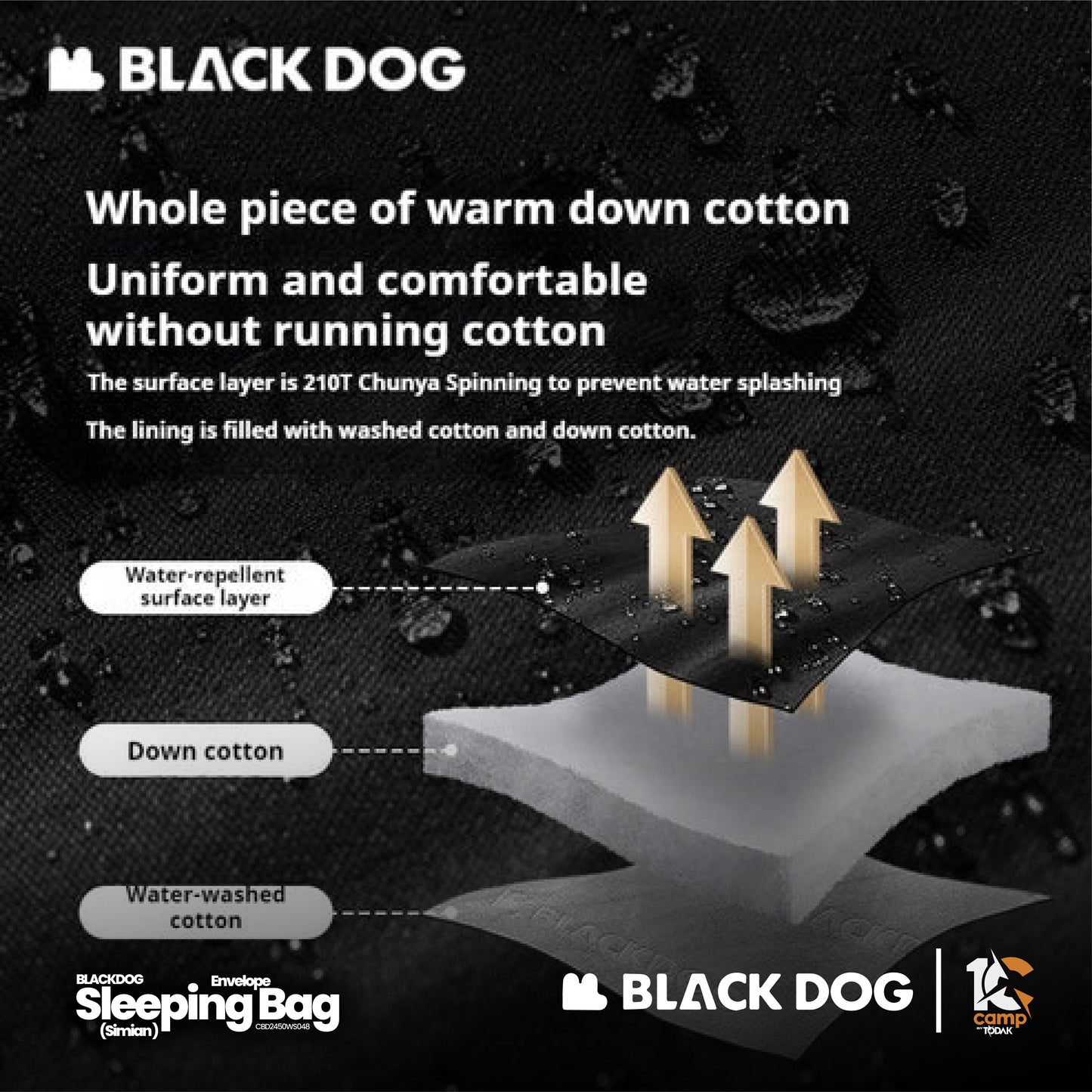 BD074-075 BLACKDOG CBD2450WS048 (Simian)Envelope sleeping bag | BD074 1.8kg | BD078