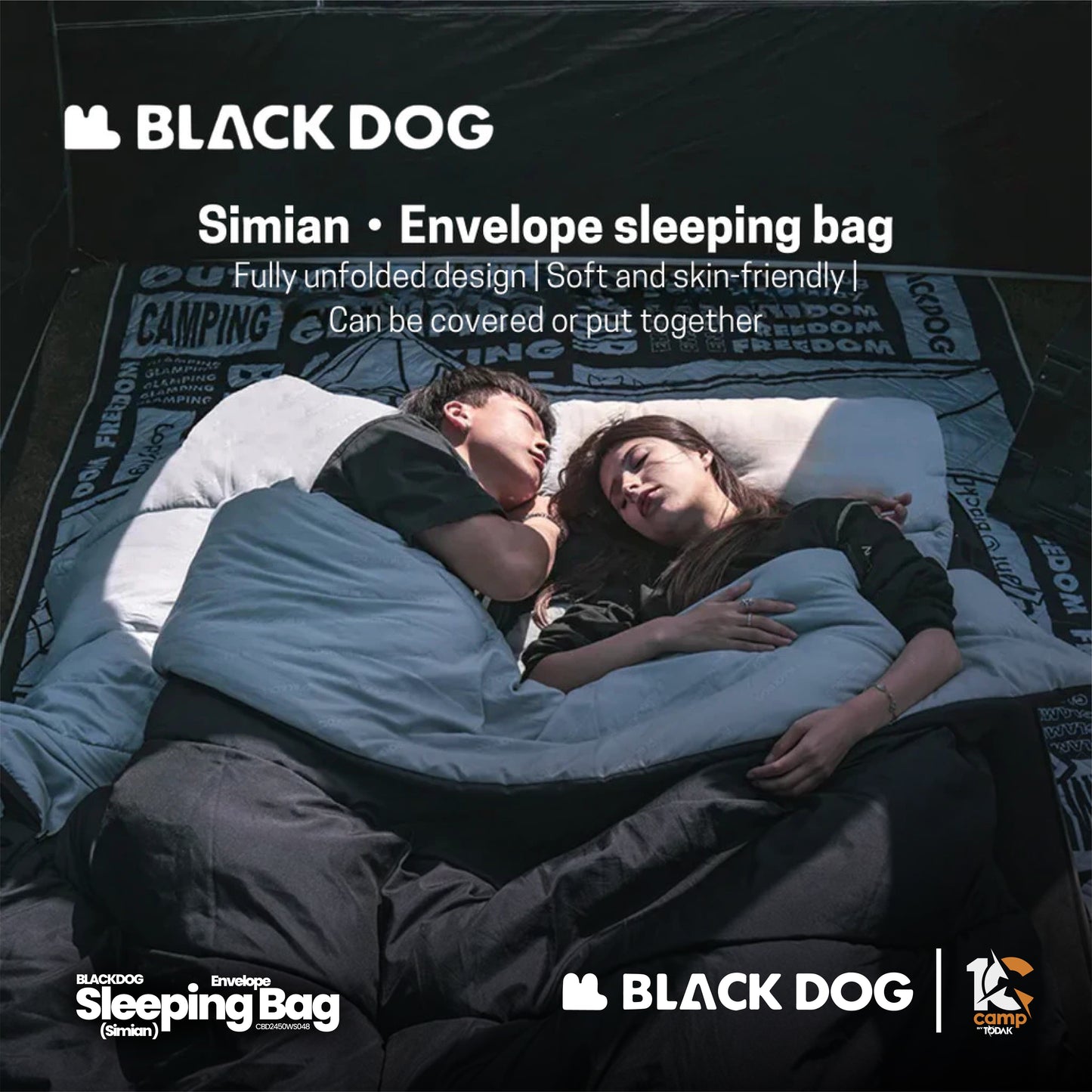 BD074-075 BLACKDOG CBD2450WS048 (Simian)Envelope sleeping bag | BD074 1.8kg | BD078