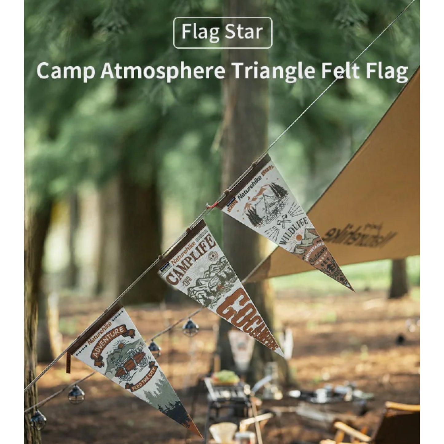 NH054-NH22PS004 NATUREHIKE (Flagstar)-Triangle Camp Felt Flag (3 pieces/set)