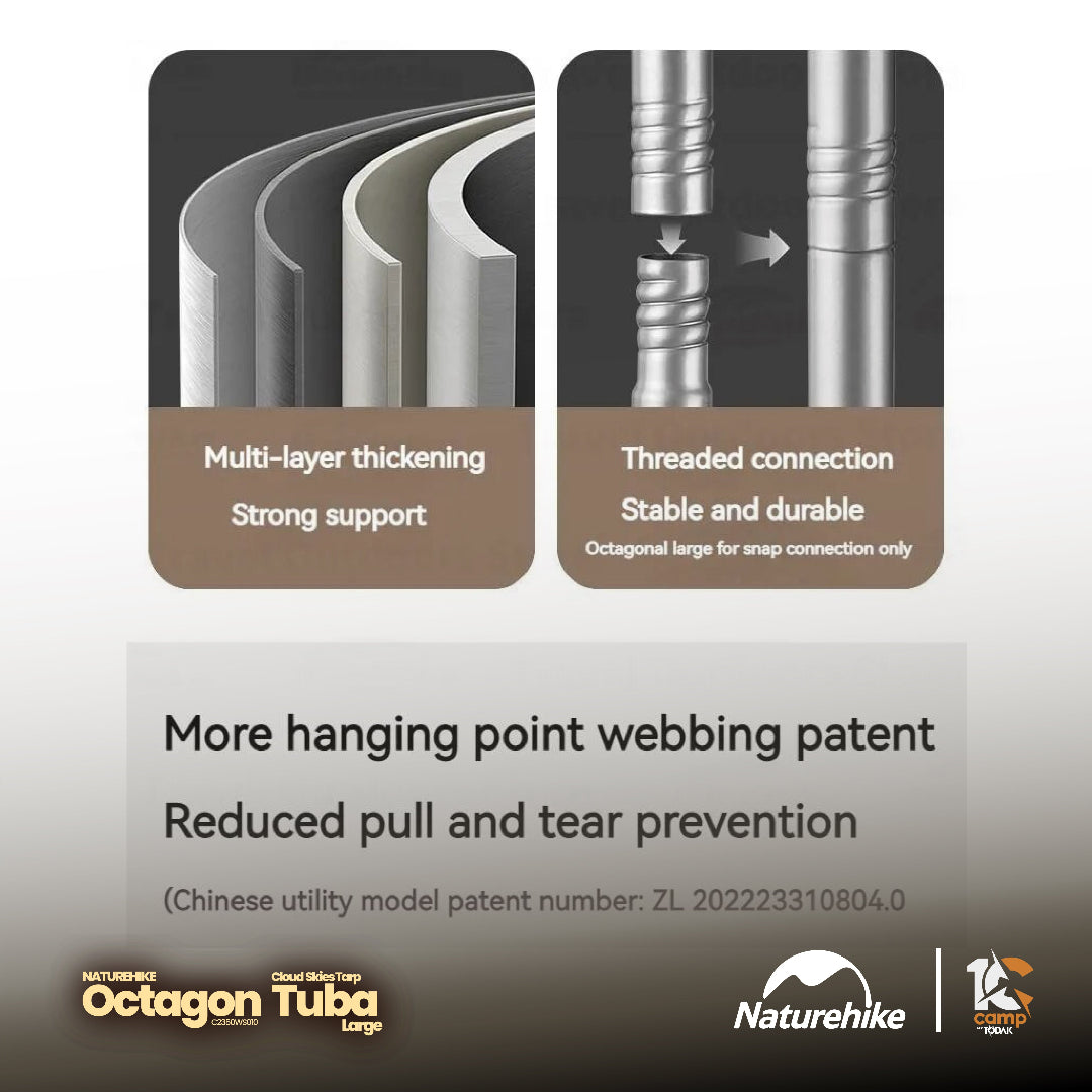 NH088 | NATUREHIKE C2350WS010 _ Cloud Skies Tarp (Aluminum pole) Octagonal Tuba Large-Size |