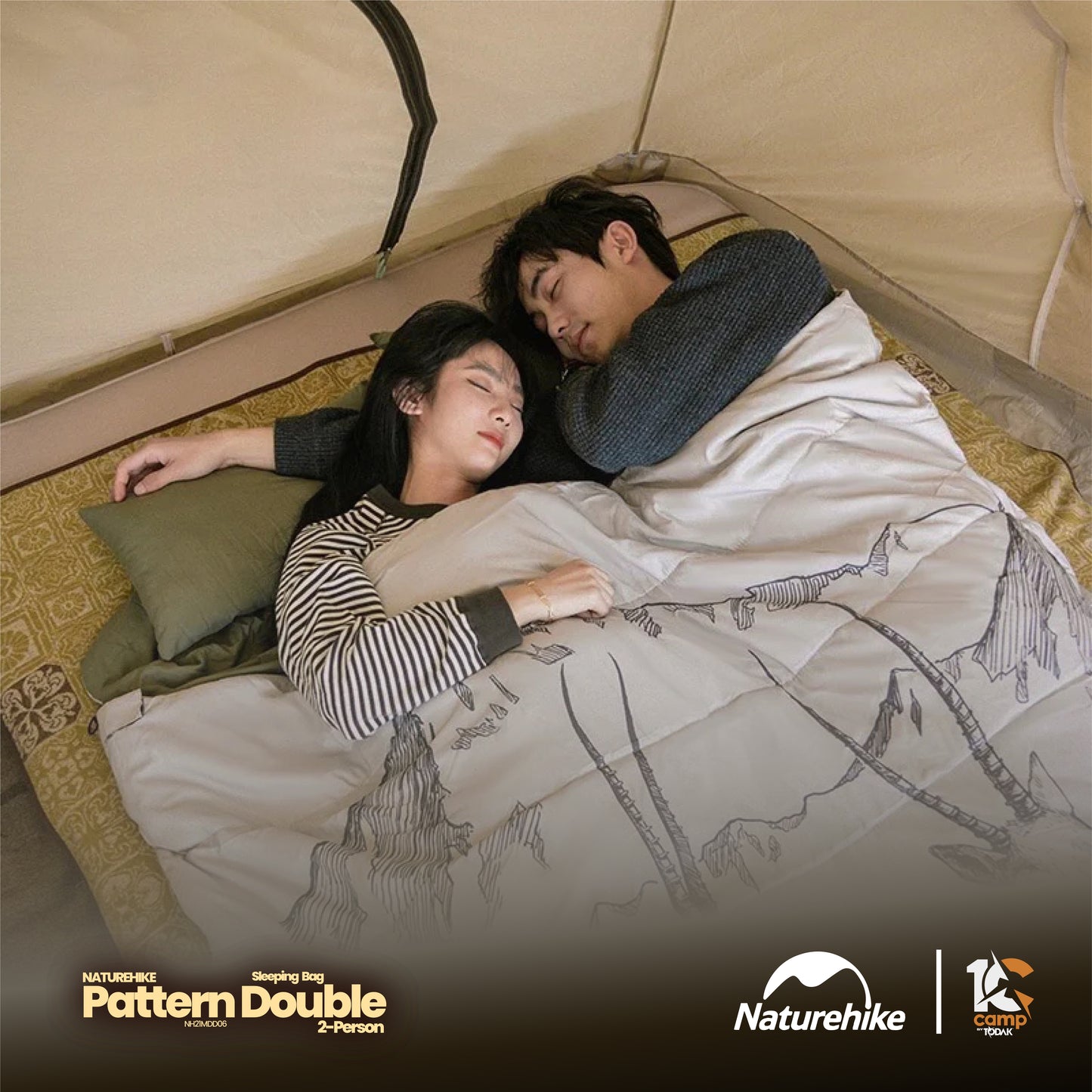 NH090-091 NATUREHIKE NH21MSD06 Double sleeping bag pattern with pillow | NH090 Tibetan Antelope | NH091 Polar Bear |