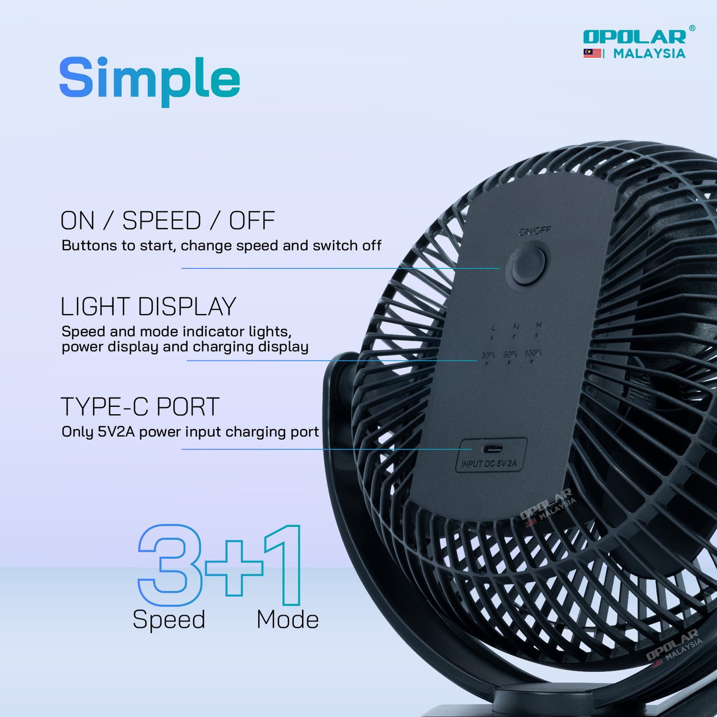 OP004 | OPOLAR WH310 _ Clip Fan | 10,000mAH