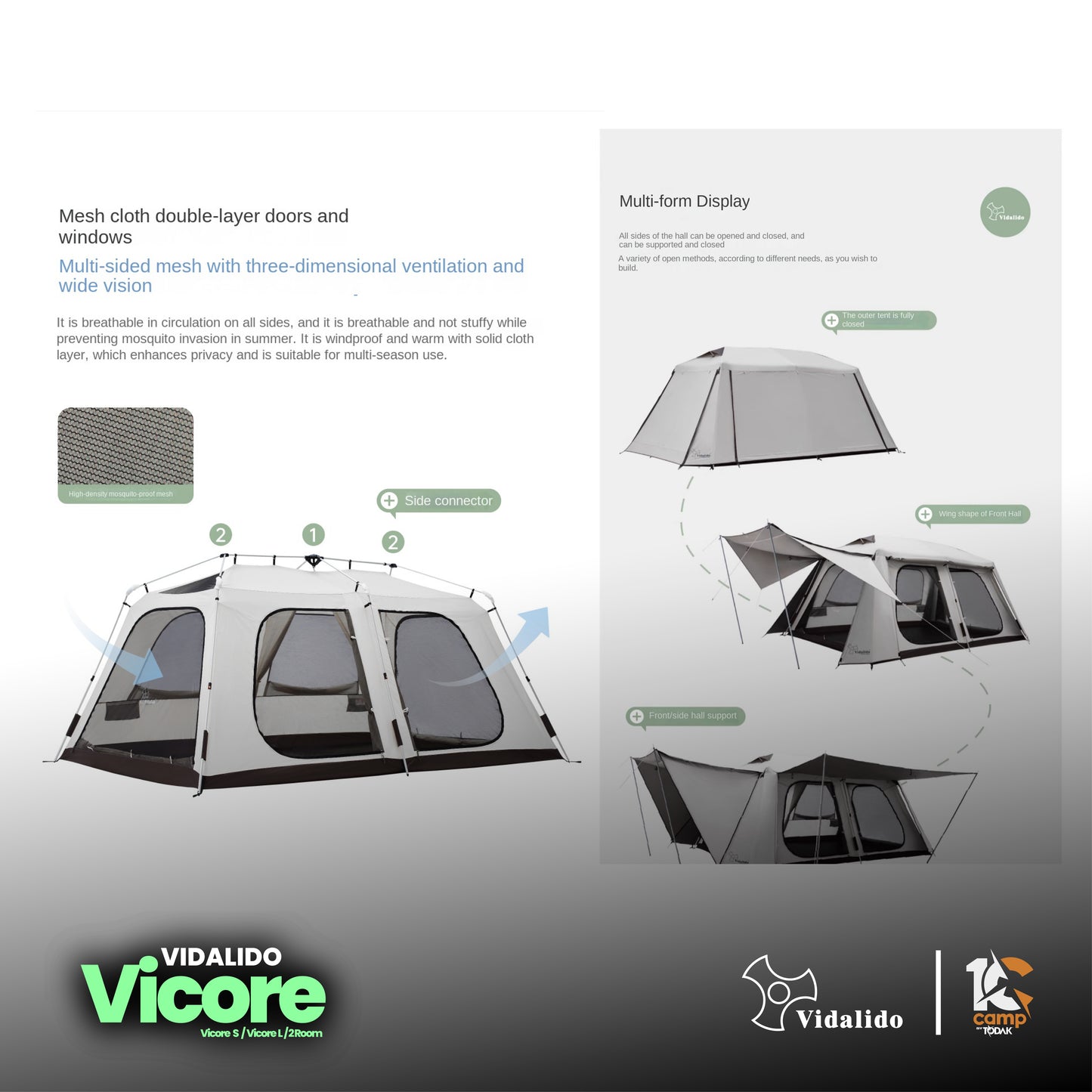 VD001~032 | VIDALIDO Vicore Camping Tent | VD001 | VD002 | VD032