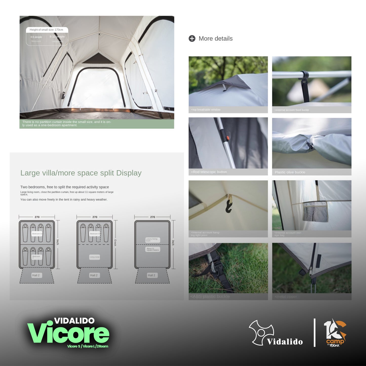 VD001~032 | VIDALIDO Vicore Camping Tent | VD001 | VD002 | VD032