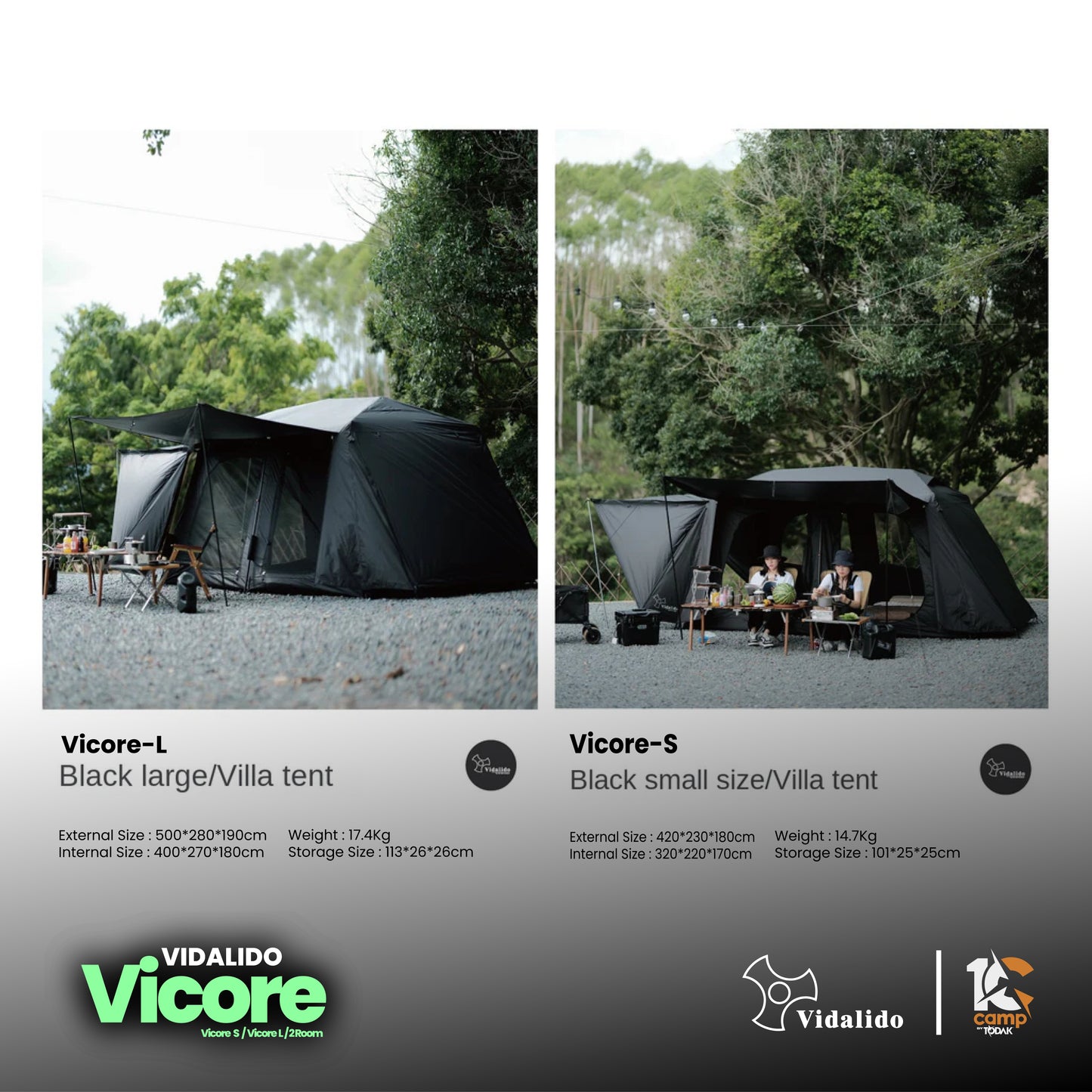 VD001~032 | VIDALIDO Vicore Camping Tent | VD001 | VD002 | VD032