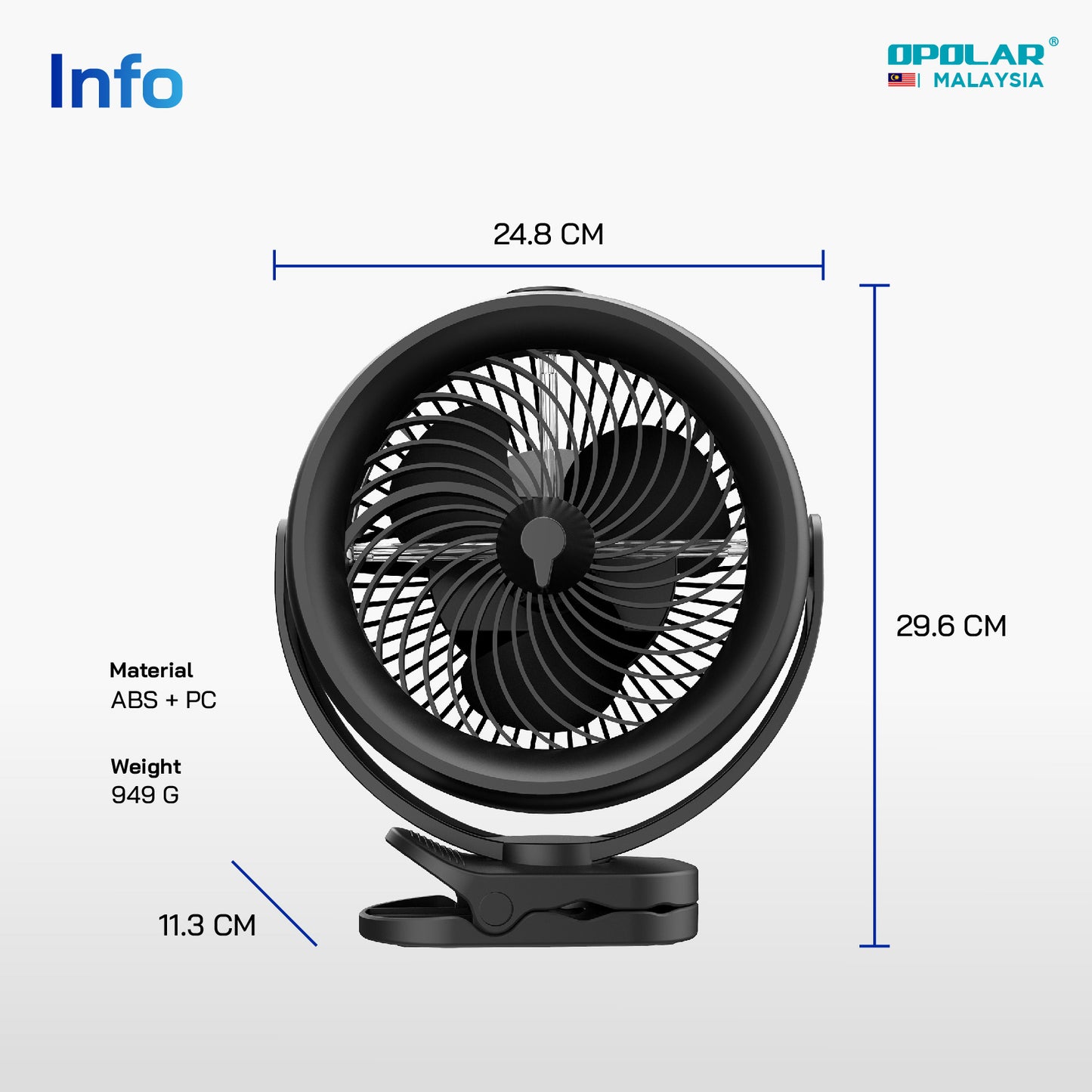 OP024 | OPOLAR WH61 _ Clip + Mist Spray Fan | 9 inch | 10,000 mAh