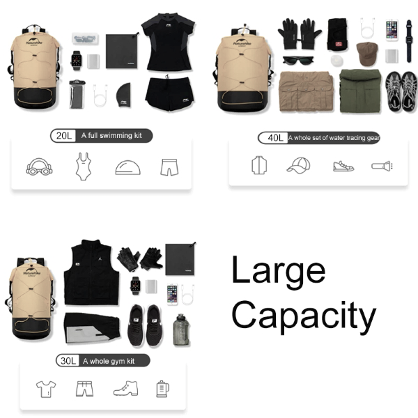 NH135 | NATUREHIKE NH21FSB04_Shimmer-TPU wet and dry separation waterproof bag | Khaki 20L (without shoes)