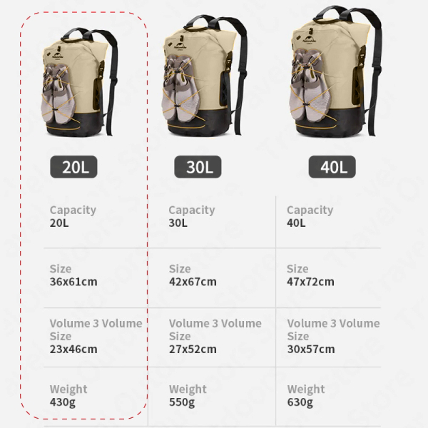 NH135 | NATUREHIKE NH21FSB04_Shimmer-TPU wet and dry separation waterproof bag | Khaki 20L (without shoes)