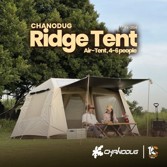 Chanodug Ridge Tent with people sitting outside in a natural setting