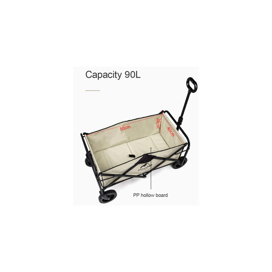 NH030-031-NH19PJ001 NATUREHIKE Outdoor Utility Portable Camping Stroller Folding Trolley 90L + NH20PJ008 Tabletop