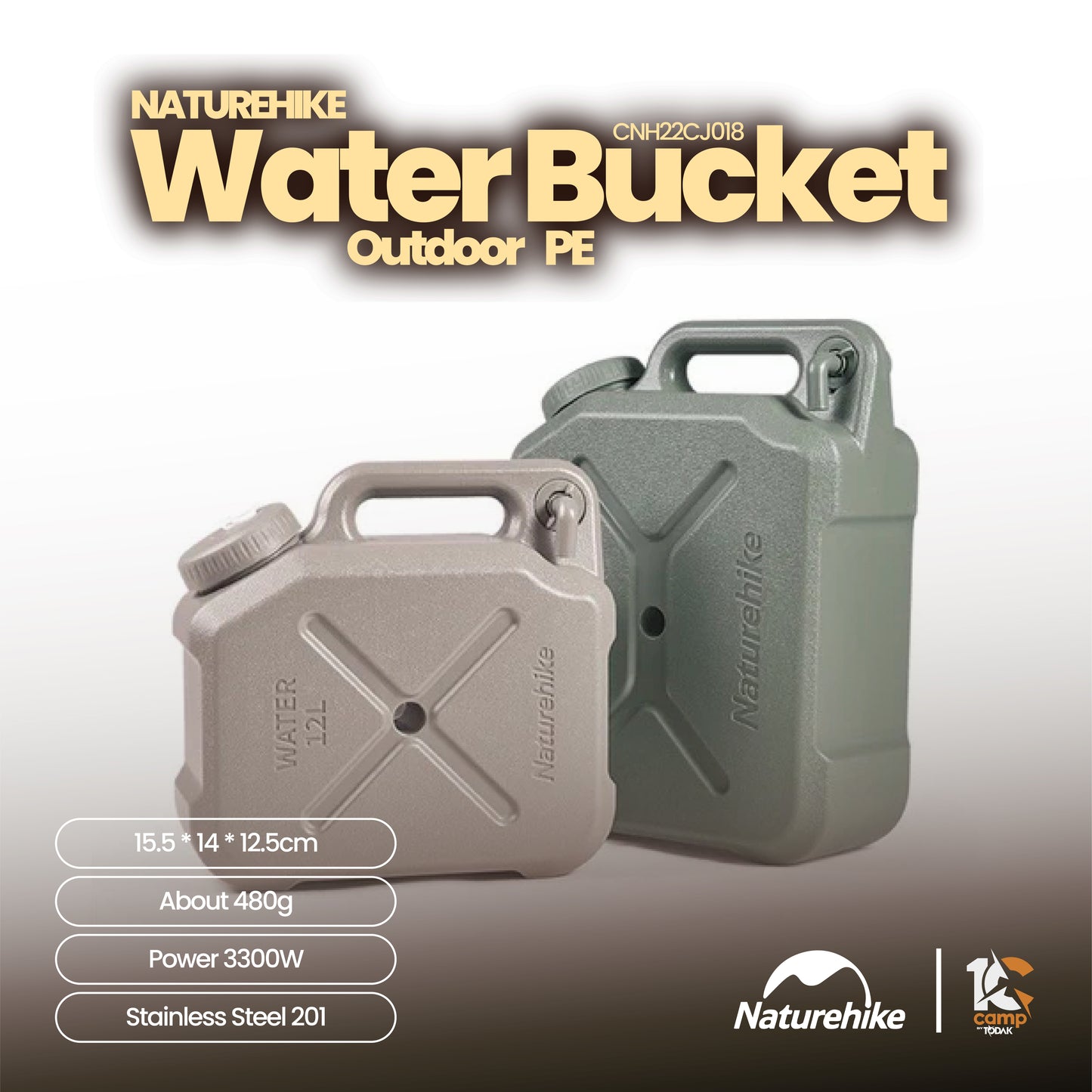 NH076~101 | NATUREHIKE CNH22CJ018 Outdoor PE water bucket | Khaki / Green | NH076 | NH077 | NH101 |