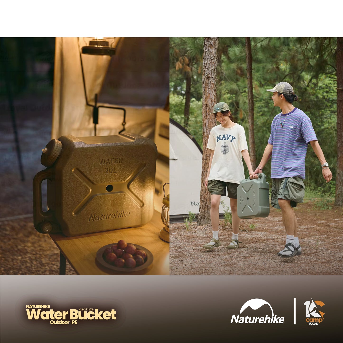 NH076~101 | NATUREHIKE CNH22CJ018 Outdoor PE water bucket | Khaki / Green | NH076 | NH077 | NH101 |