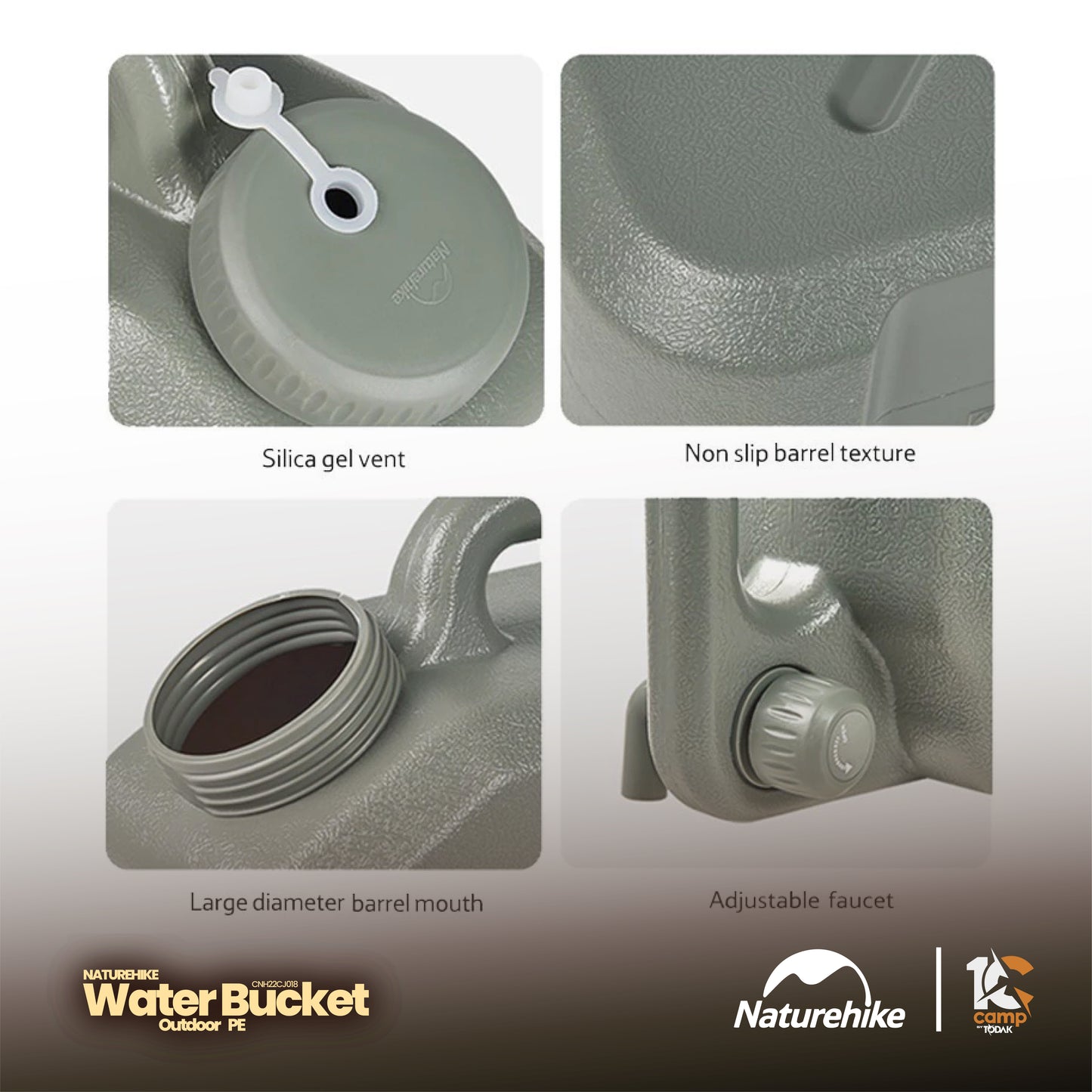 NH076~101 | NATUREHIKE CNH22CJ018 Outdoor PE water bucket | Khaki / Green | NH076 | NH077 | NH101 |