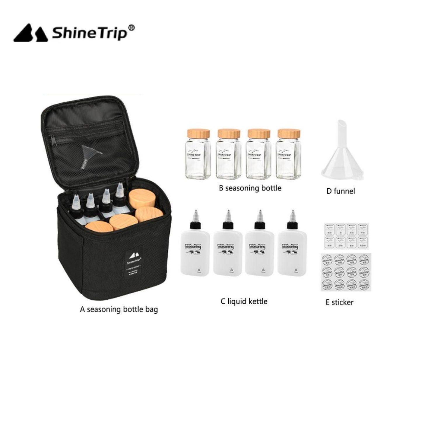 ST059-A456-T00 SHINE TRIP ST-Seasoning Bottle Set-Black