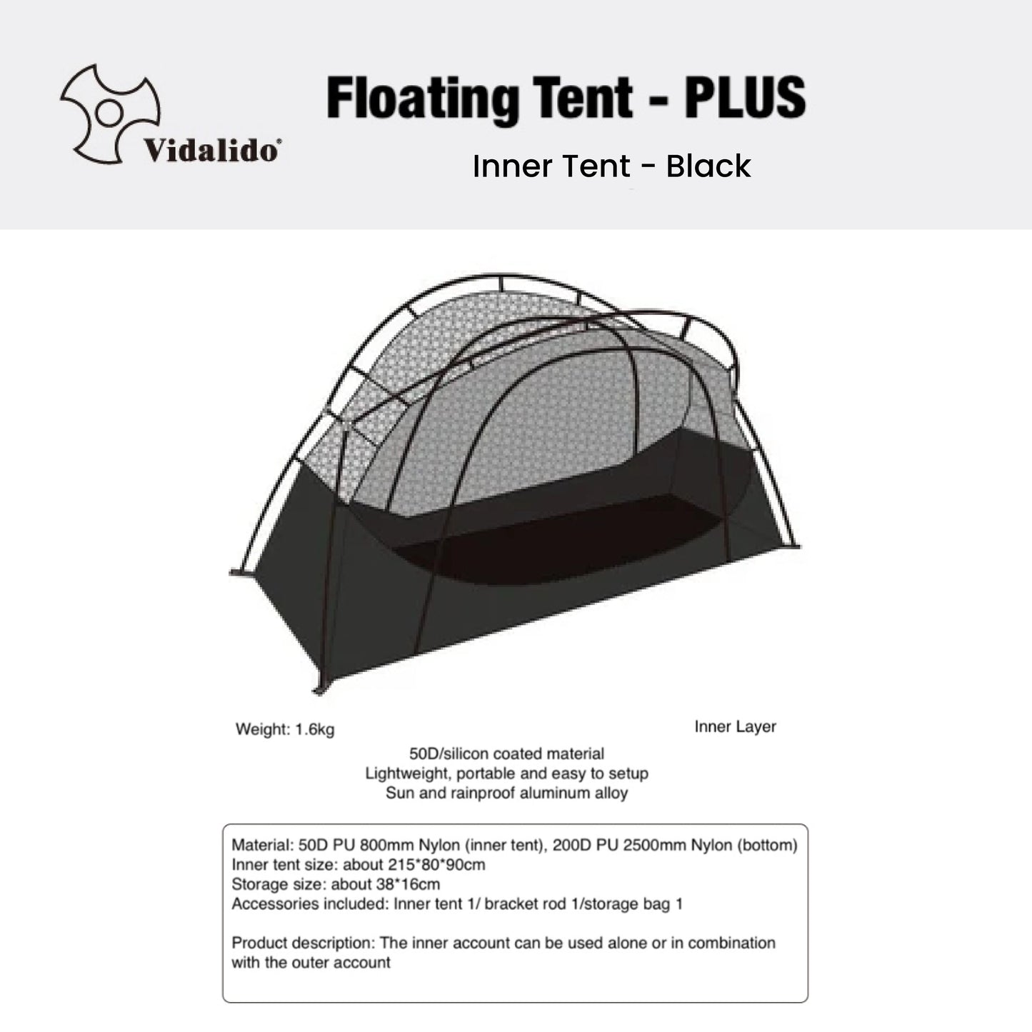 VD035-036 | VIDALIDO Floating Plus Tarp | VD035 BLACK | VD036 kHAKI |