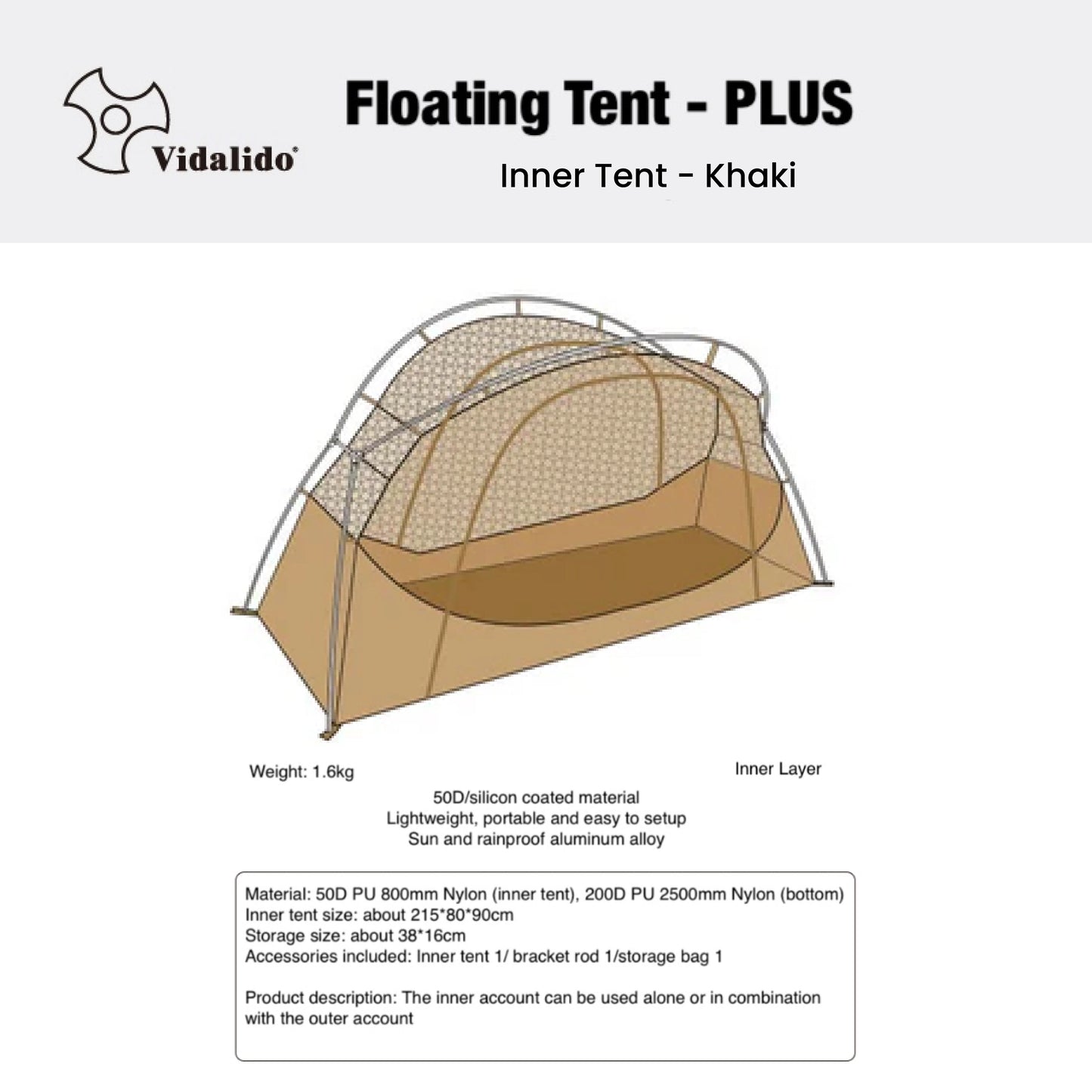 VD035-036 | VIDALIDO Floating Plus Tarp | VD035 BLACK | VD036 kHAKI |