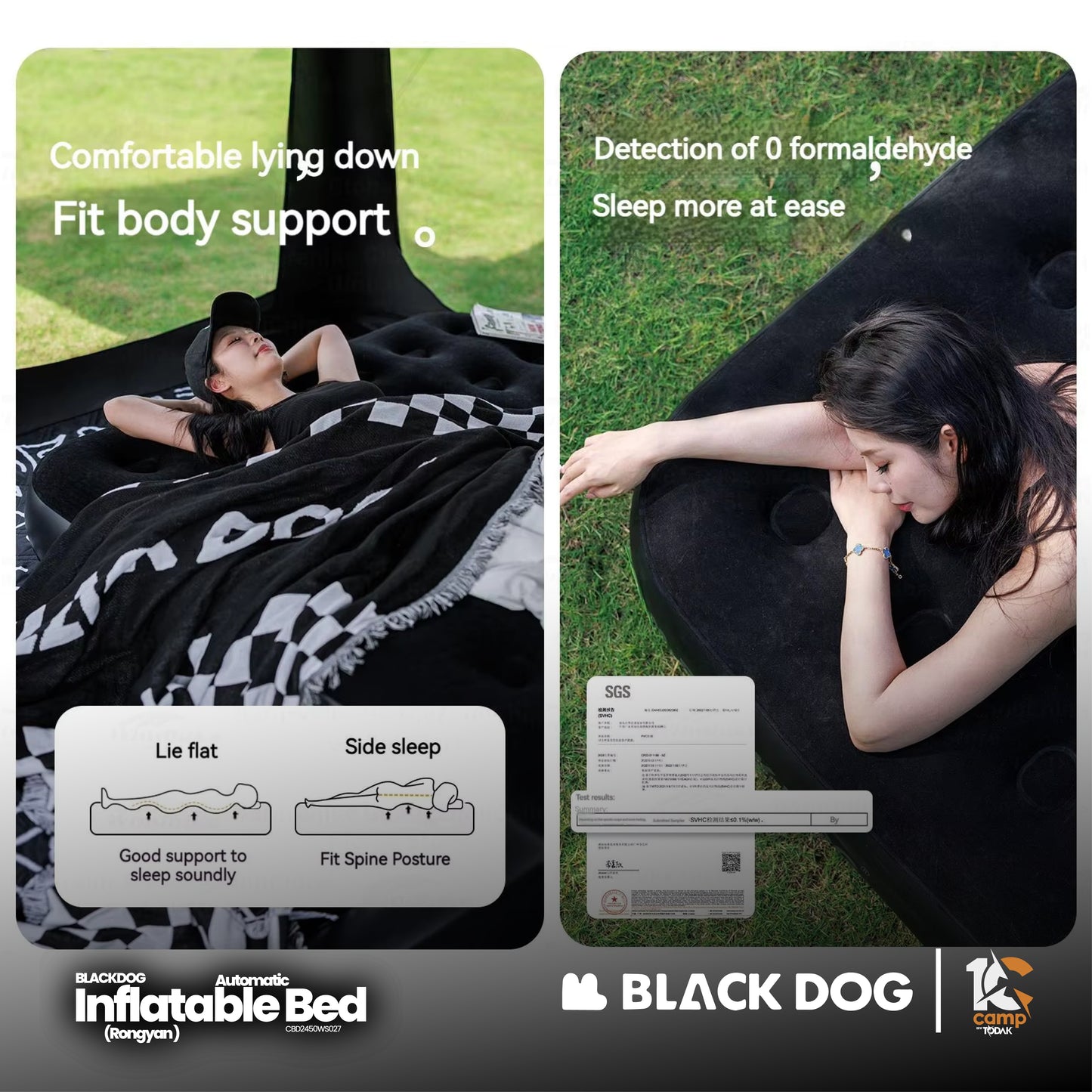 BD076 BLACKDOG CBD2450WS027 Rong yan-Automatic inflatable bed