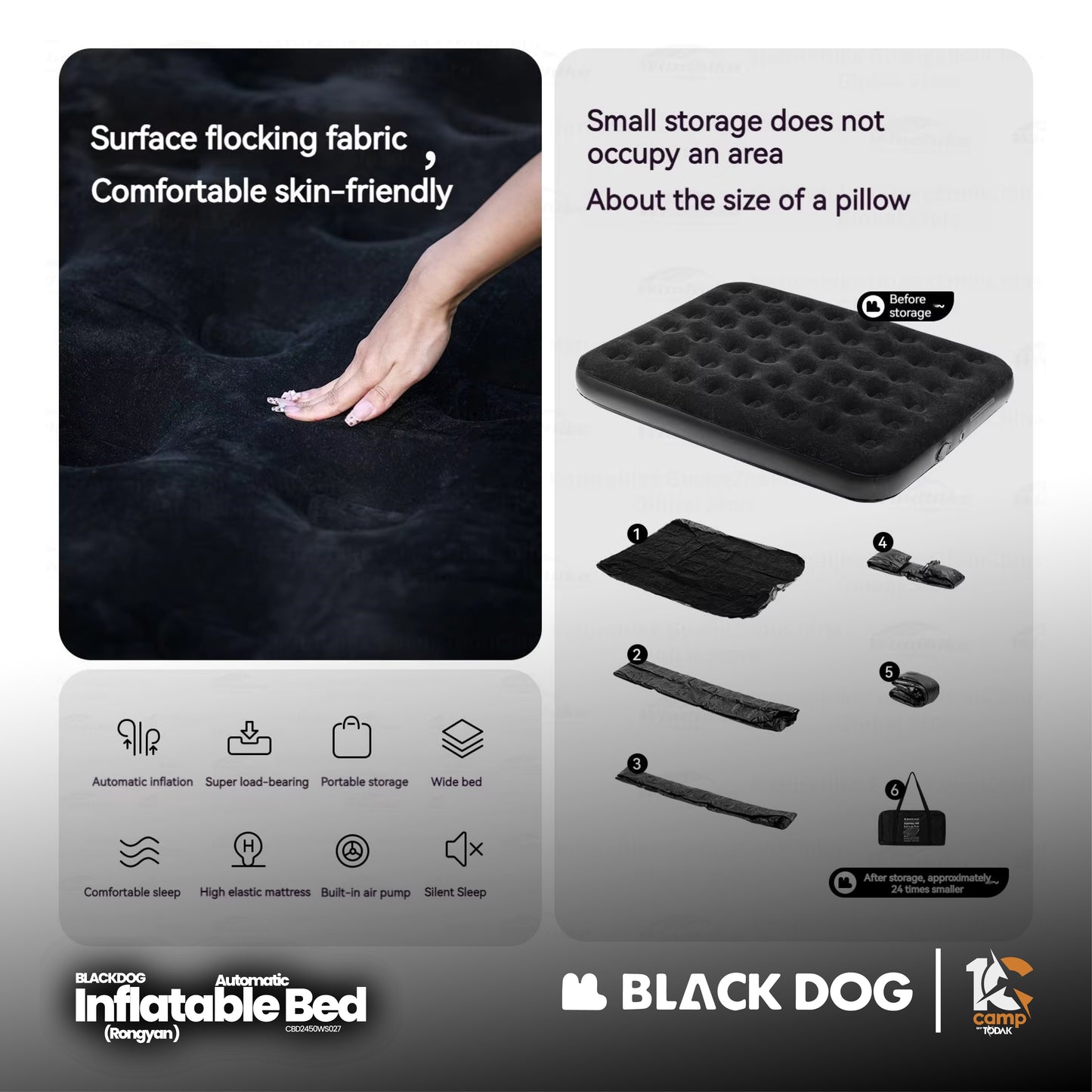 BD076 BLACKDOG CBD2450WS027 Rong yan-Automatic inflatable bed