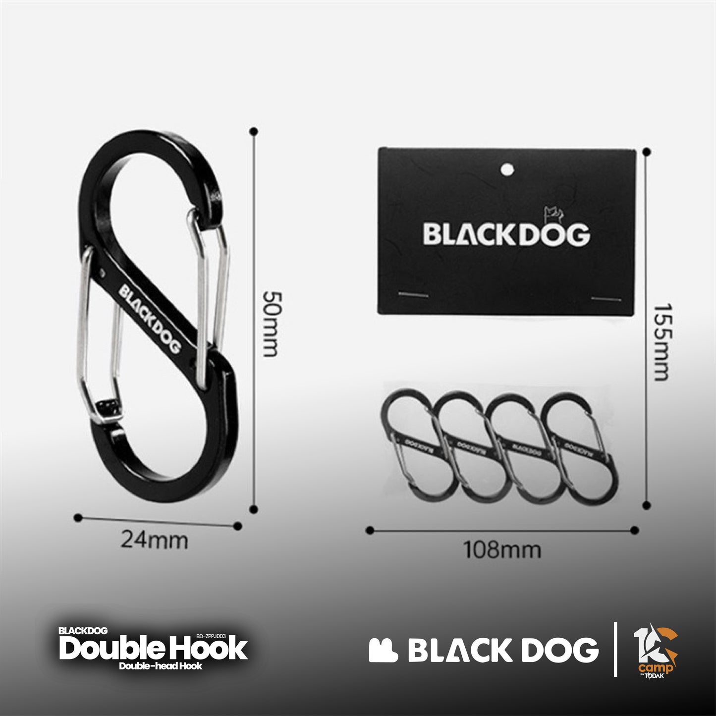 BD084 | BLACKDOG BD-ZPPJ003 _ Aluminum Alloy Double Head Hook