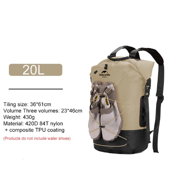 NH135 | NATUREHIKE NH21FSB04_Shimmer-TPU wet and dry separation waterproof bag | Khaki 20L (without shoes)