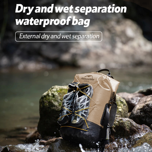 NH135 | NATUREHIKE NH21FSB04_Shimmer-TPU wet and dry separation waterproof bag | Khaki 20L (without shoes)