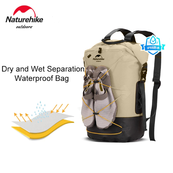 NH135 | NATUREHIKE NH21FSB04_Shimmer-TPU wet and dry separation waterproof bag | Khaki 20L (without shoes)