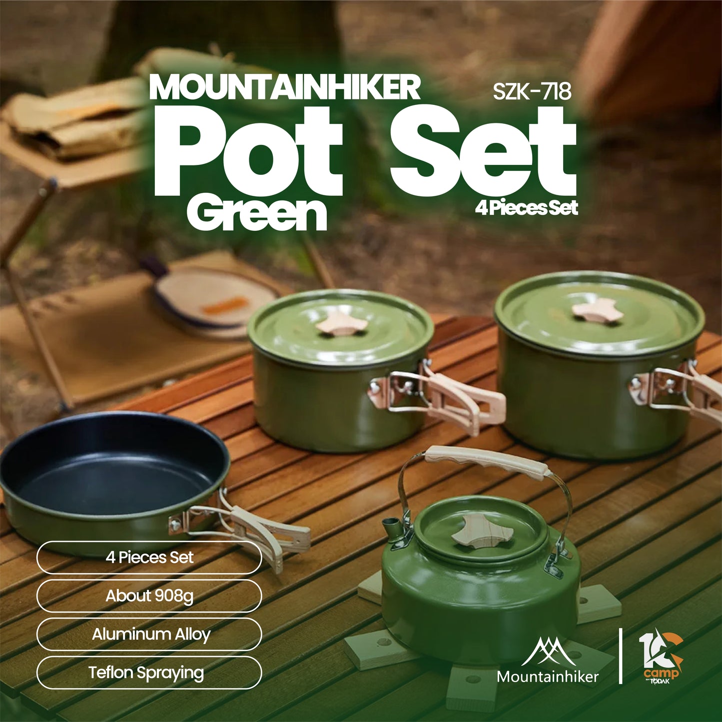MH060 SZK718 MOUNTAINHIKER Green Pot set