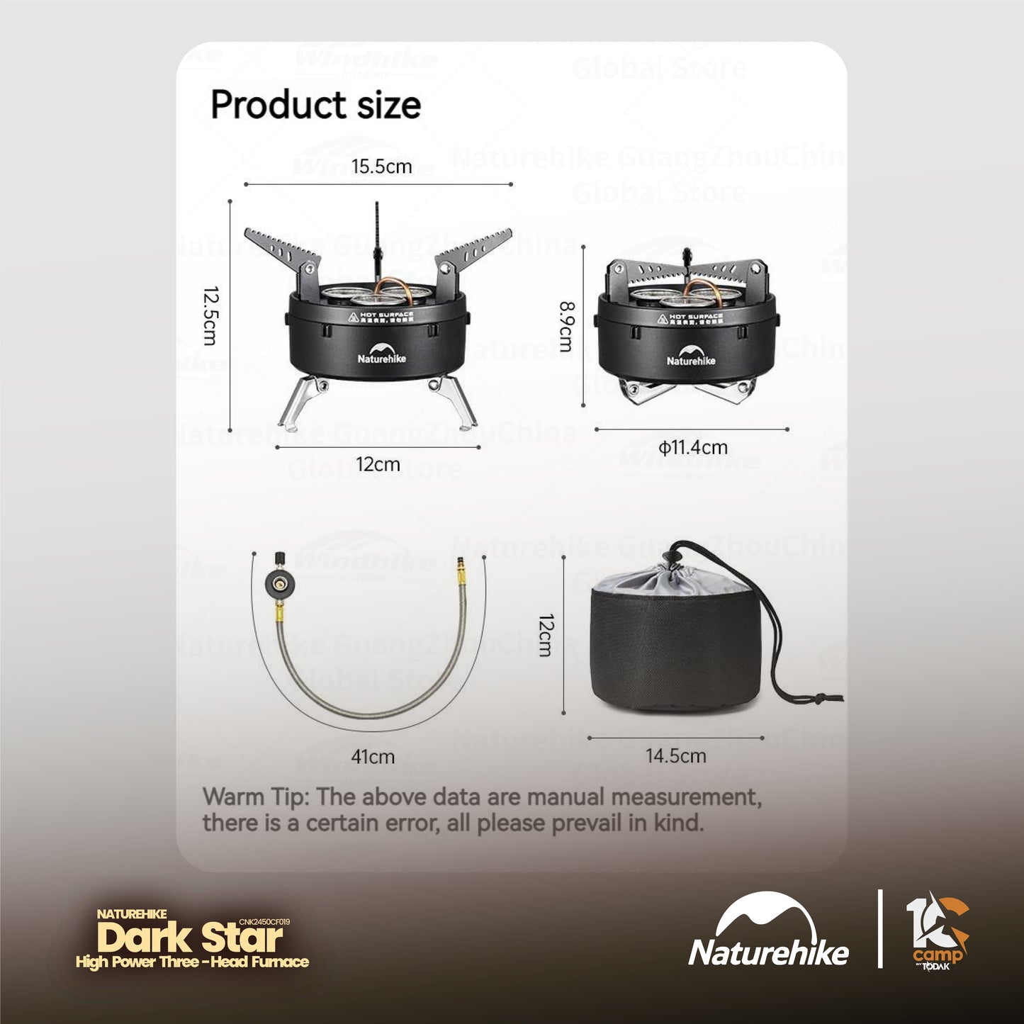 NH100 | NATUREHIKE CNK2450CF019 _ Dark star three burners gas stove | 3300W |