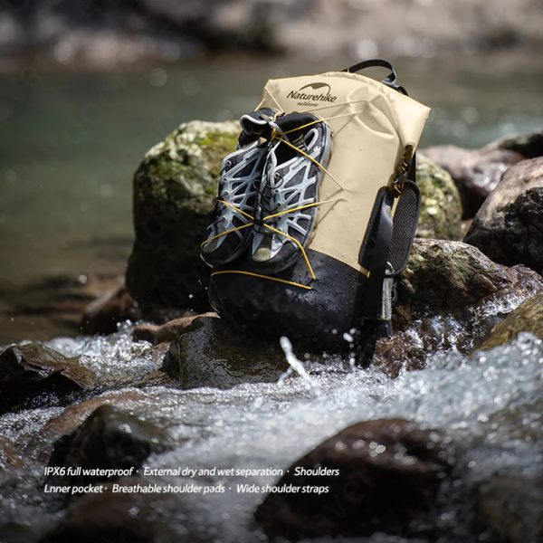 NH135 | NATUREHIKE NH21FSB04_Shimmer-TPU wet and dry separation waterproof bag | Khaki 20L (without shoes)