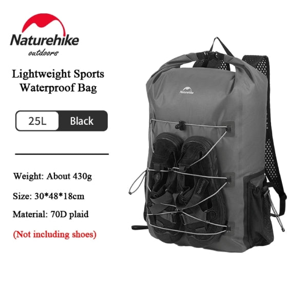 NH134 | NATUREHIKE CNH22BB003_ (Far mountain) Lightweight shoulder waterproof bag | Dark Grey -25L(without shoes)