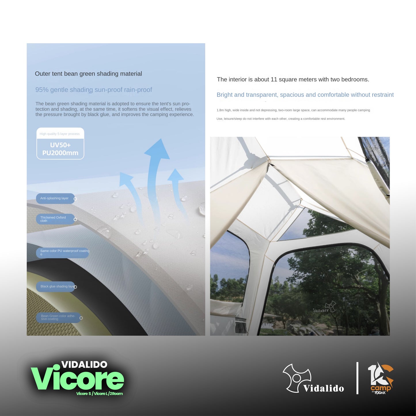 VD001~032 | VIDALIDO Vicore Camping Tent | VD001 | VD002 | VD032