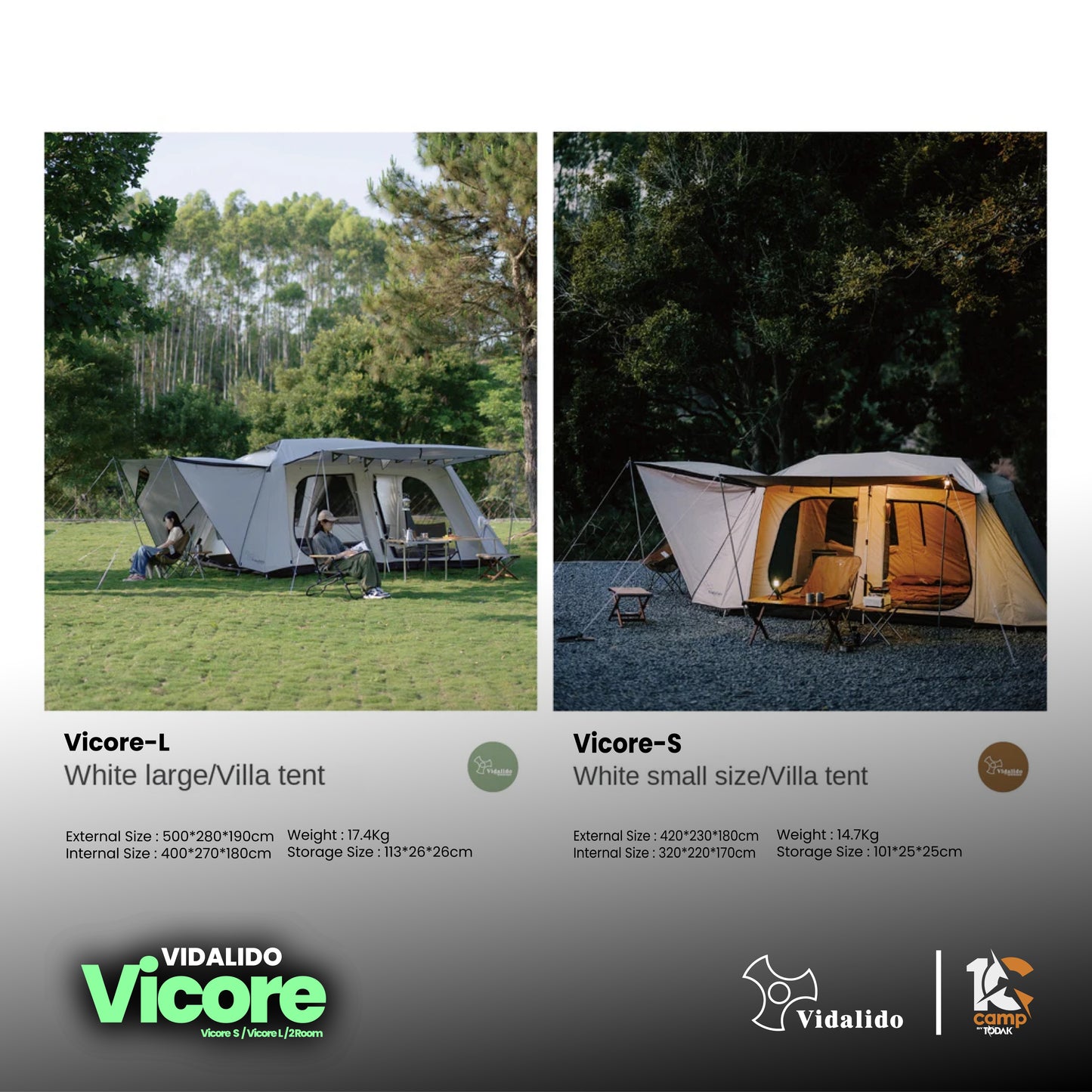 VD001~032 | VIDALIDO Vicore Camping Tent | VD001 | VD002 | VD032