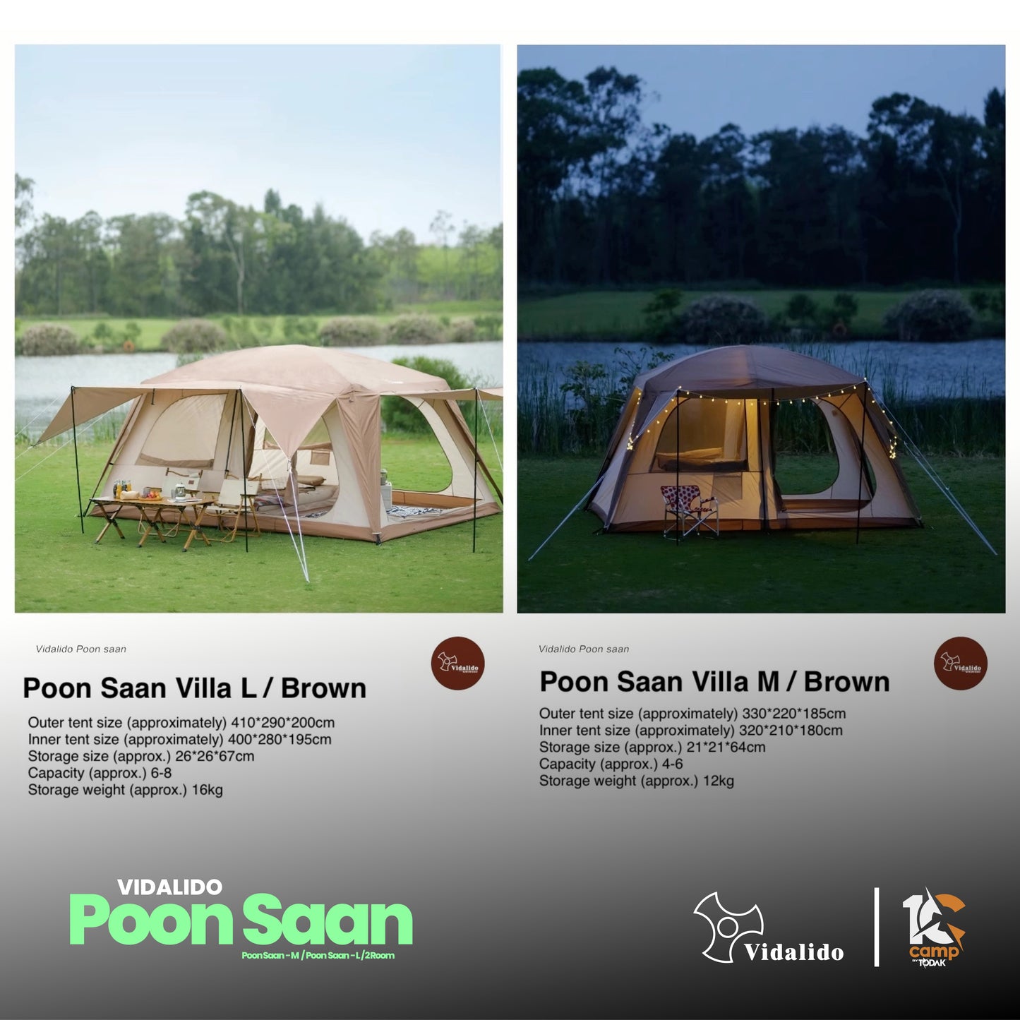 VD003~034 VIDALIDO Poon Saan Camping Tent | VD003 | VD004 | VD033 | VD034 |