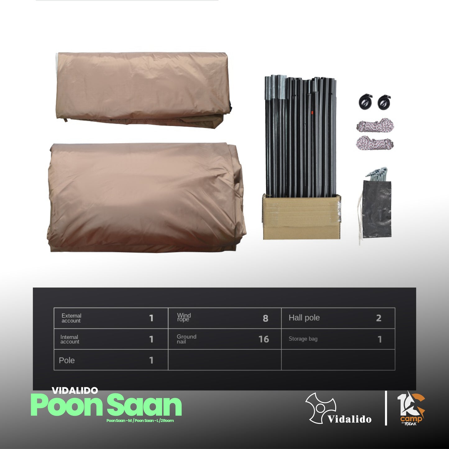 VD003~034 VIDALIDO Poon Saan Camping Tent | VD003 | VD004 | VD033 | VD034 |