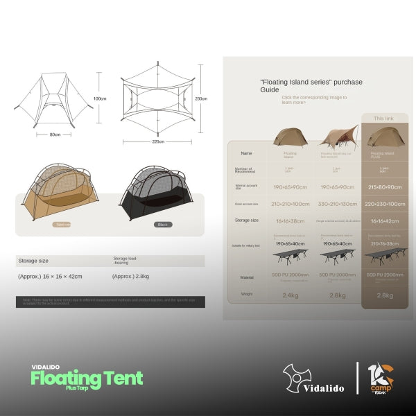 VD035-036 | VIDALIDO Floating Plus Tarp | VD035 BLACK | VD036 kHAKI |