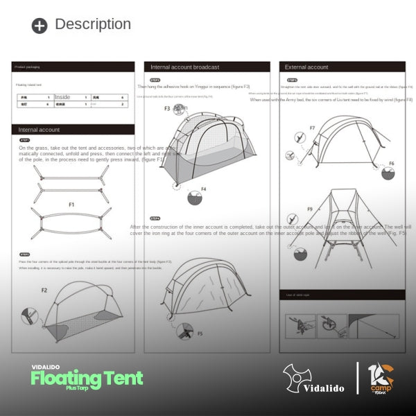 VD035-036 | VIDALIDO Floating Plus Tarp | VD035 BLACK | VD036 kHAKI |