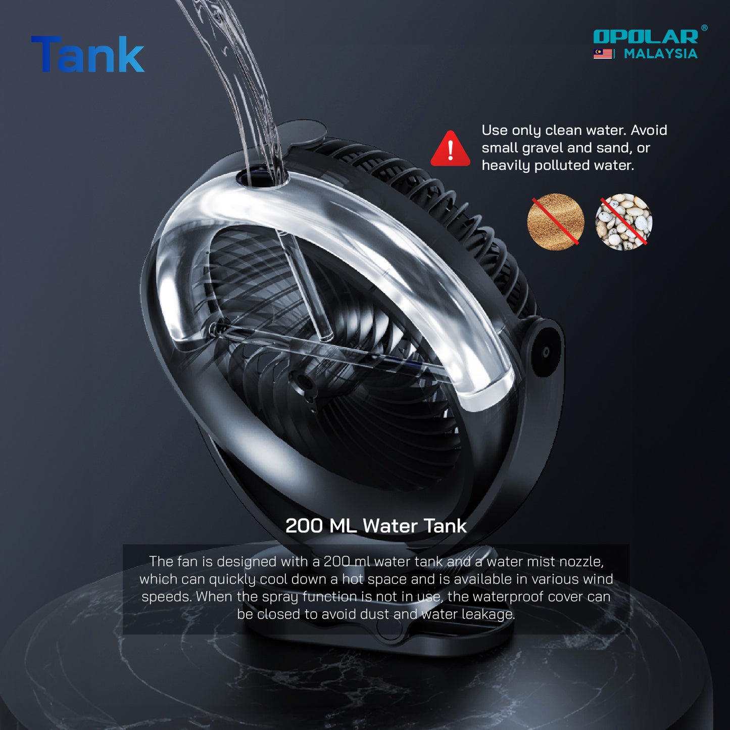 OP024 | OPOLAR WH61 _ Clip + Mist Spray Fan | 9 inch | 10,000 mAh