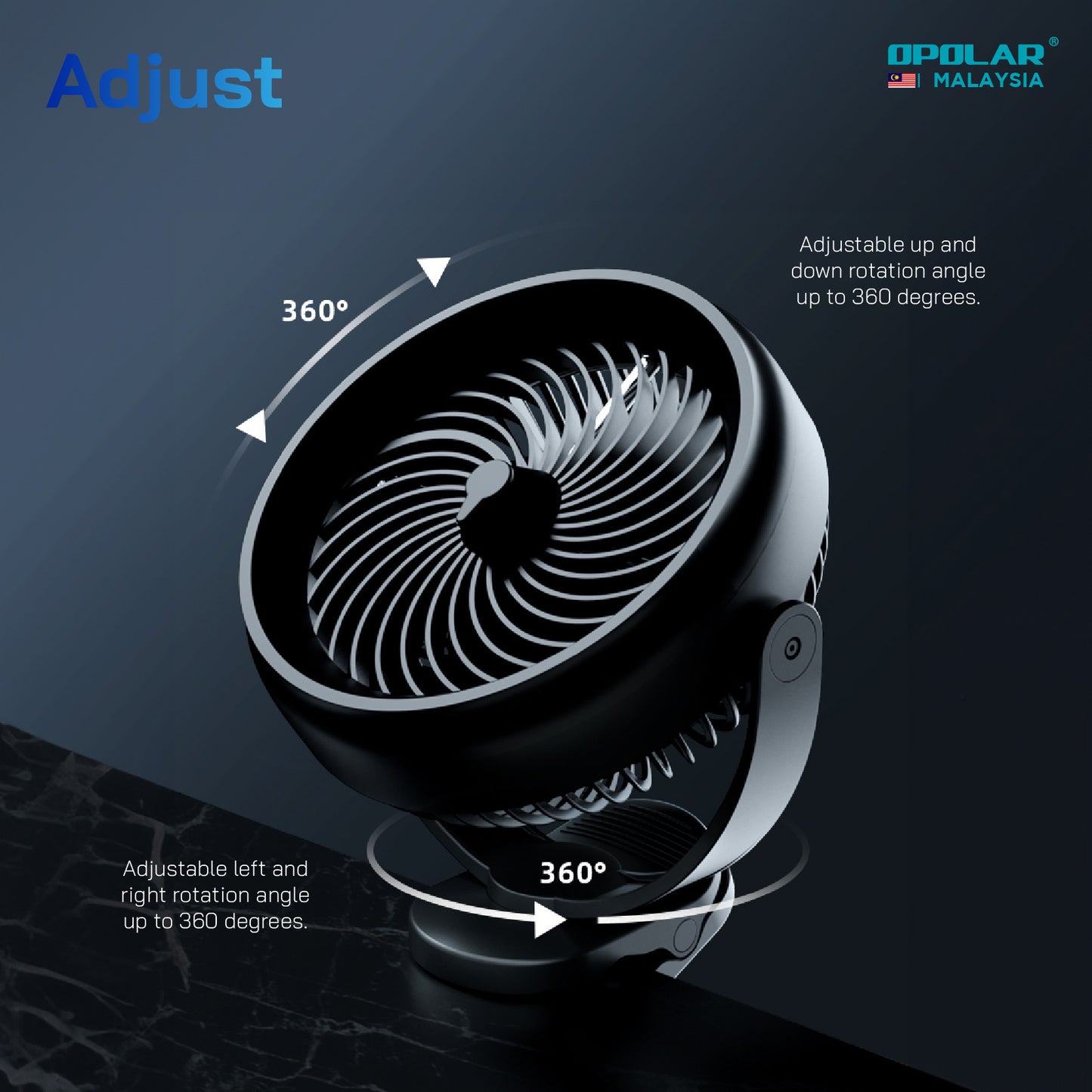 OP024 | OPOLAR WH61 _ Clip + Mist Spray Fan | 9 inch | 10,000 mAh